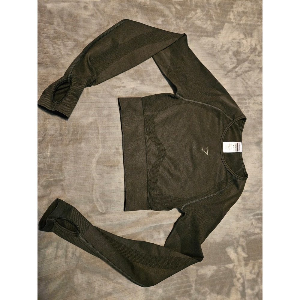 Gymshark Vital Seamless 2.0 Long Sleeve Crop Top Black Small